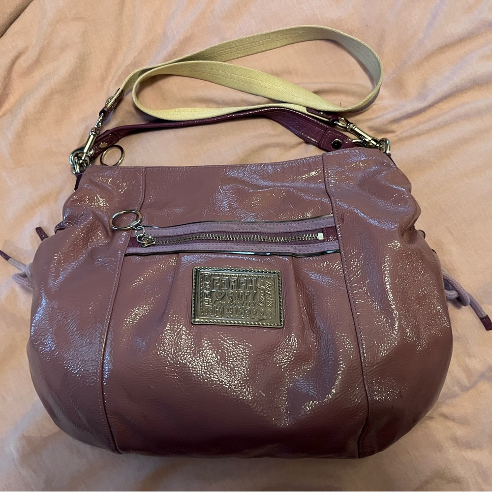 Patent leather lavender purple coach bag